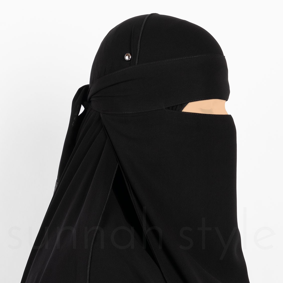 Sunnah Style Double Satin V One Layer Niqab Black